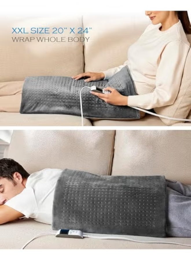 وسادة تدفئة كهربائية عملاقة (XXXL) لآلام الظهر والتقلصات، مفرش حراري مقاس 17 × 33 بوصة بشاشة رقمية LCD و6 مستويات للحرارة – نعومة فائقة مع خاصية الفصل التلقائي - Image 2